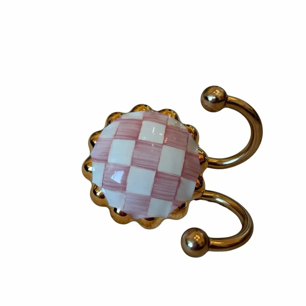 NEW Mackenzie-Childs Rosy Check Round Hook